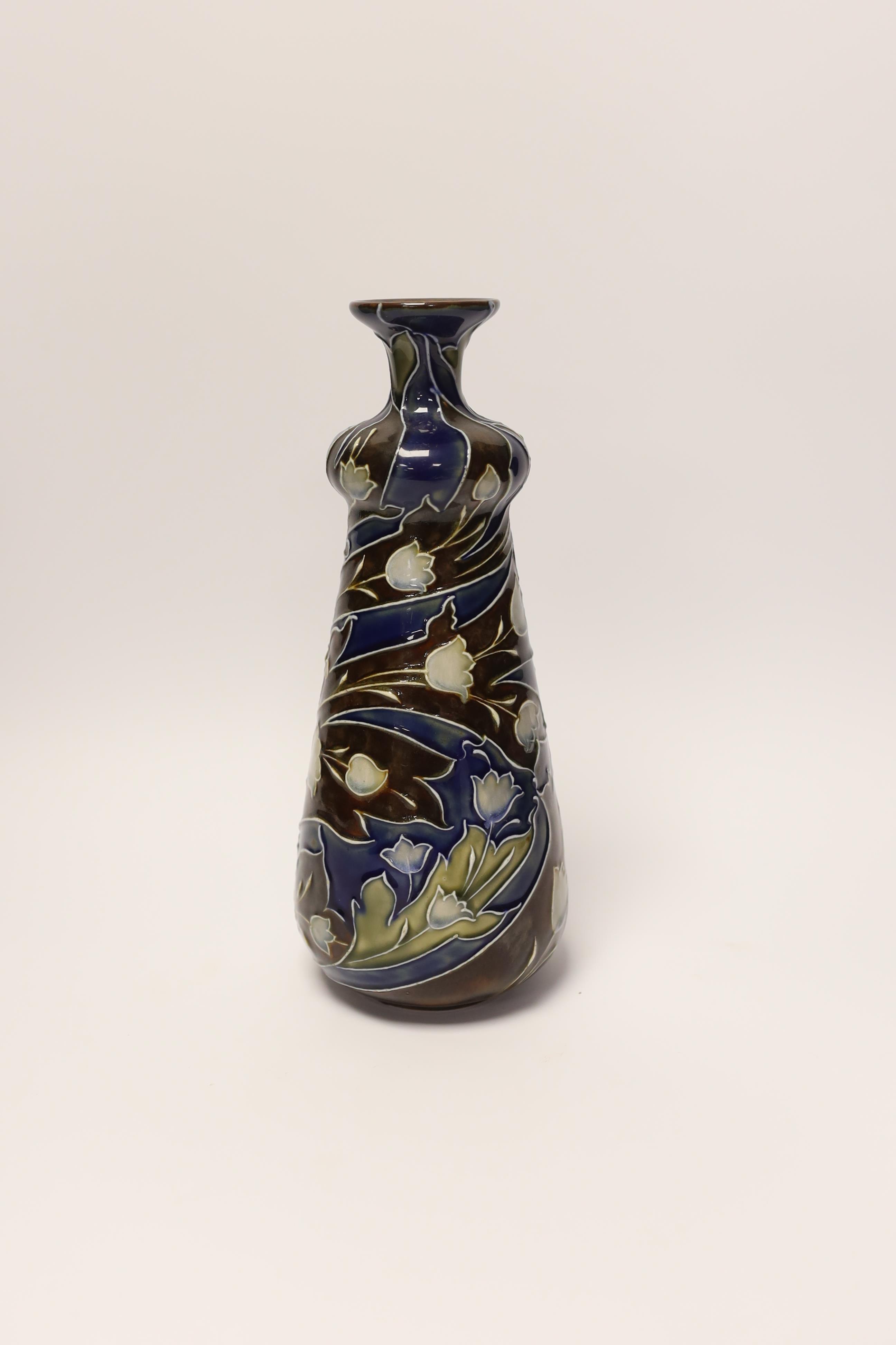 An Art Nouveau Doulton Lambeth stoneware vase by Mark V. Marshall, 27cm